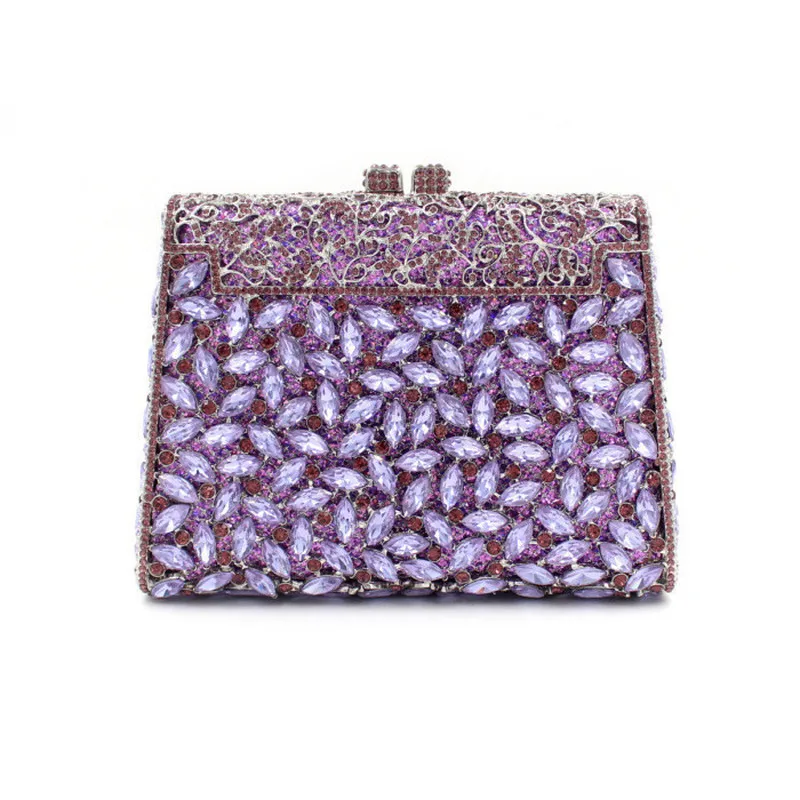

Diamond bag satchels 2020 new ladies handbag marquise-shaped rhinestone bag corrugated metal crystal evening bag handmade