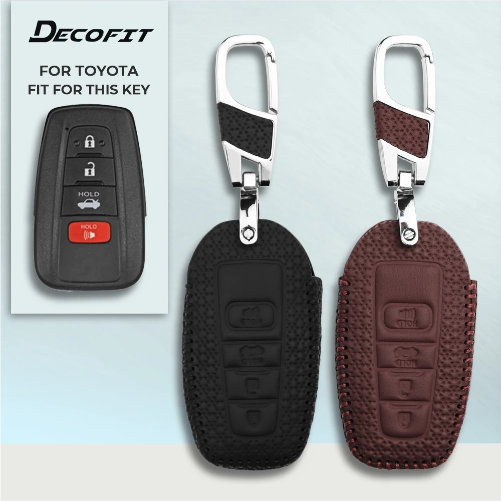 

Genuine Leather Car Key Cover for Toyota Land Cruiser Prado Camry V70 CHR Prius Corolla RAV4 Avalon Fob Key chain Case Shell