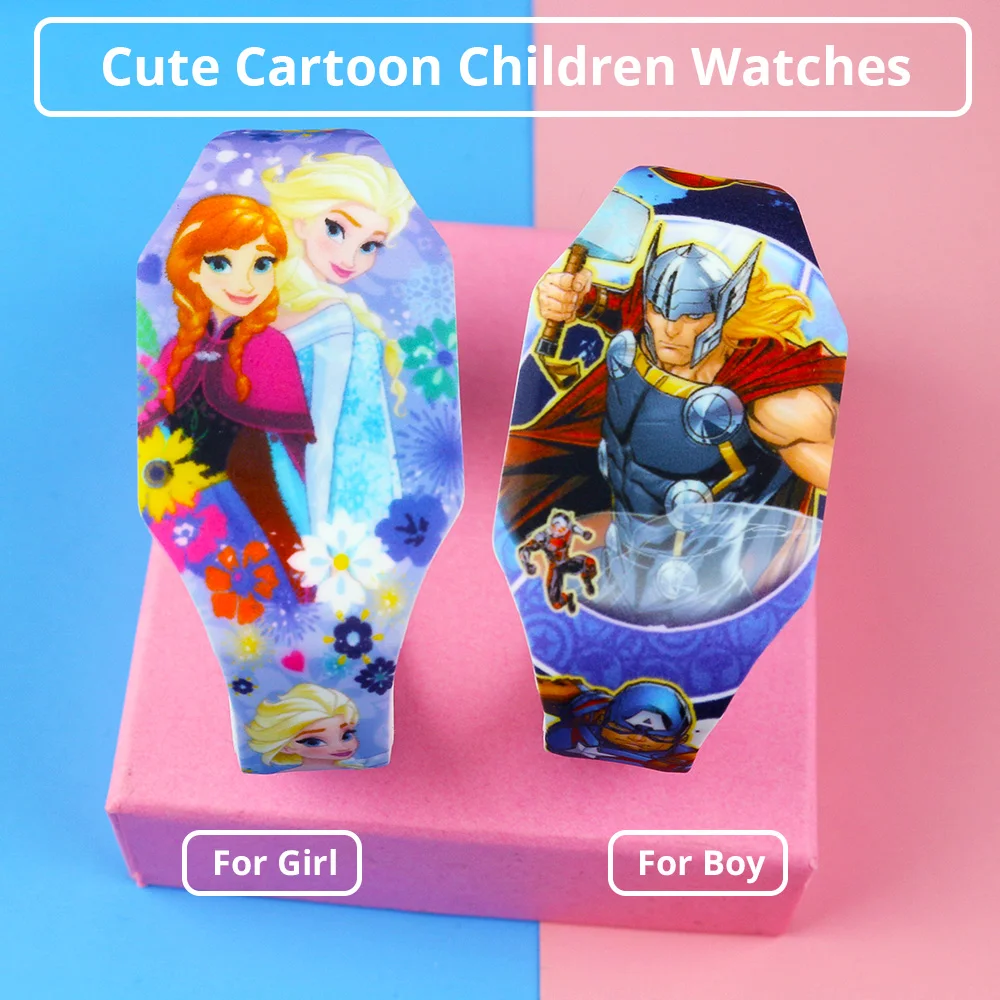 Cute Luminous Kids Watches Girls Cartoon Pattern LED Children Watch Boys Silicone Strap Reloj Infantil Wristwatches Clock | Наручные часы