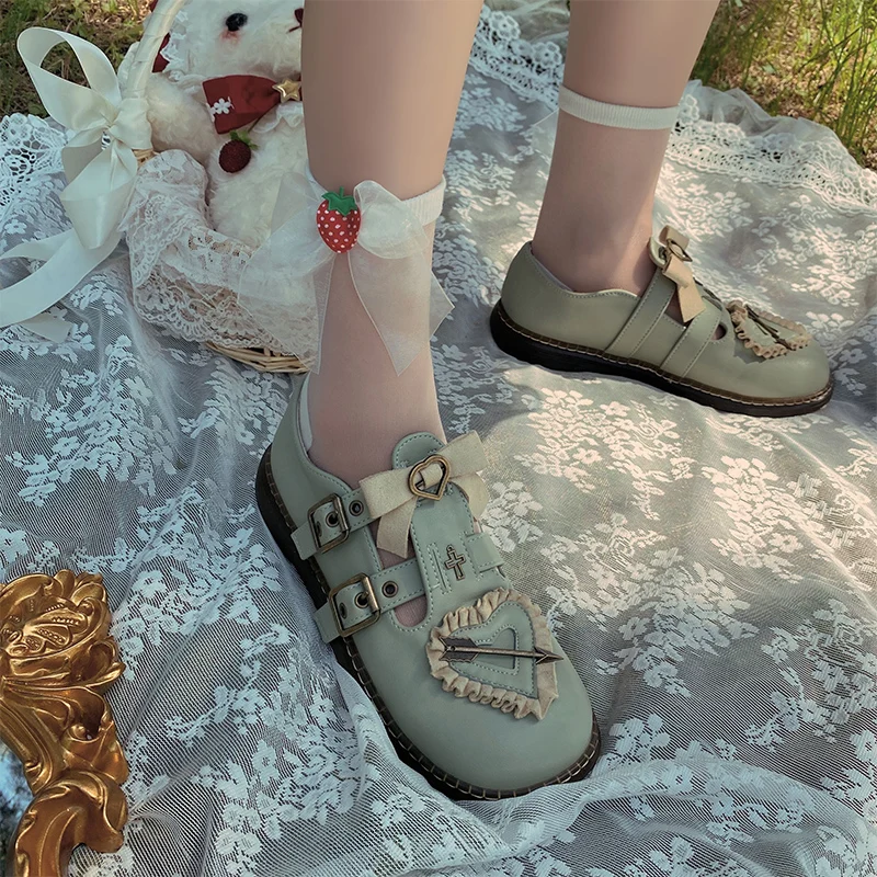 

Носки в стиле Харадзюку, прозрачные, с клубничным бантом