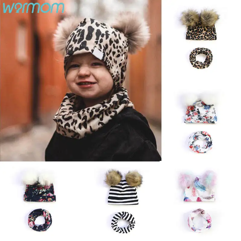 

Детская шапка и шарф Warmom в европейском и американском стиле с принтом, комплект из двух предметов