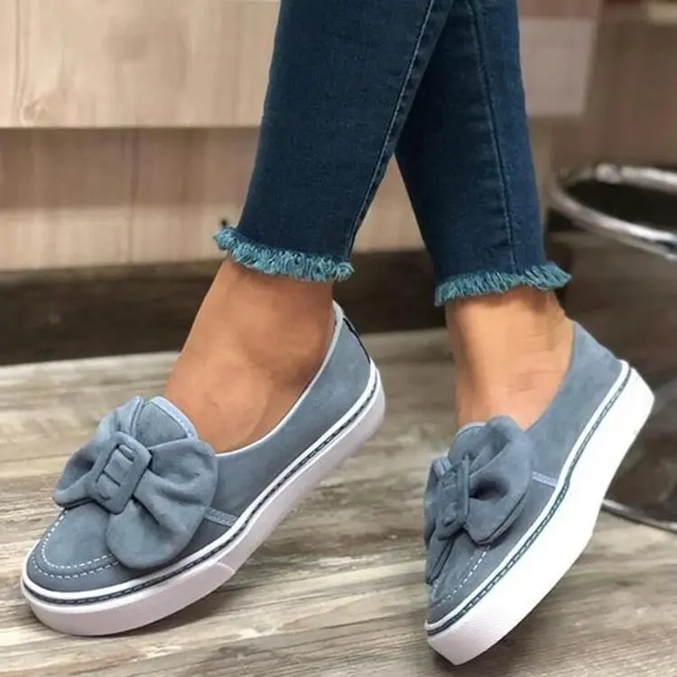 

Women's Shoes Platform Soft Female Footwear Bow-Knot Round Toe Casual Sneaker Loafers With Fur Clogs Dress Butterfly Slip-on Whi