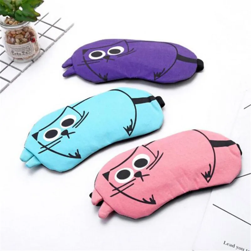 

Cute Cat Sleeping Eye Mask Black Eye Cover Sleeping Mask Kid Teen Blindfold Travel Eye Shade Cover No Ice Bag