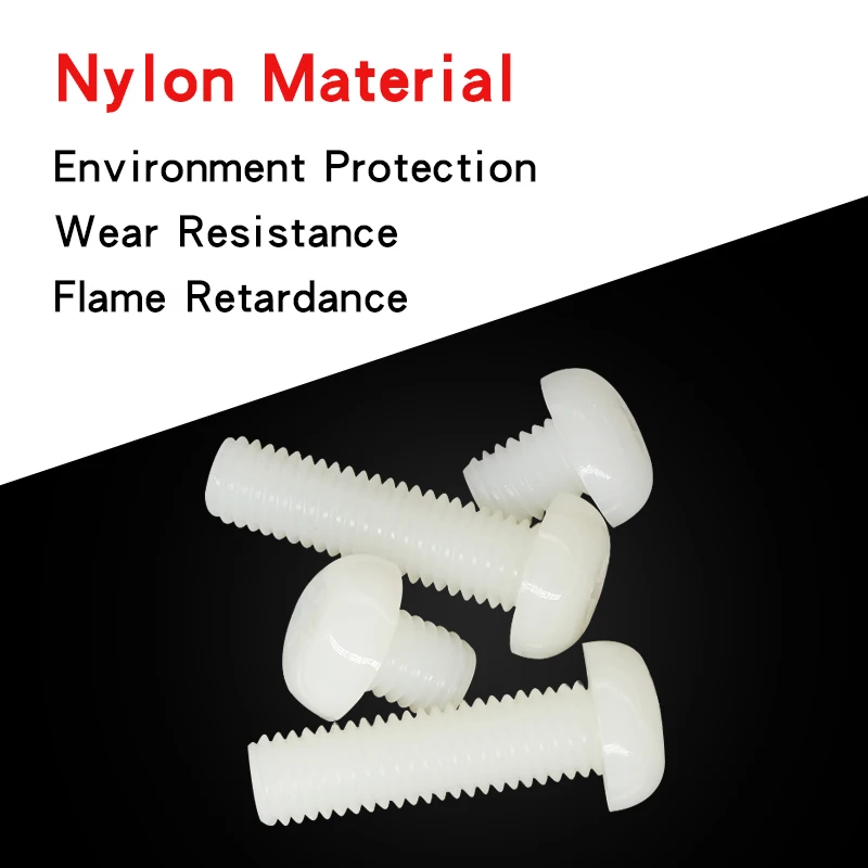 Крестовые встраиваемые нейлоновые винты с круглой головкой M4 M5 M6 M8 белого цвета