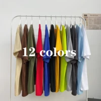 simple wild five point sleeve t shirt comfortable fabric short sleeve t shirt solid color loose casual t shirt with 65 cotton