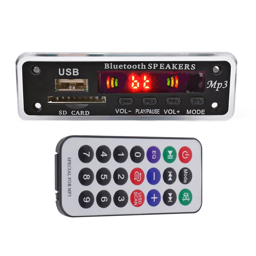 Wireless Bluetooth 5.0 12V MP3 WMA Decoder Board Audio Module Support USB SD AUX FM Radio For Car accessories | Электроника