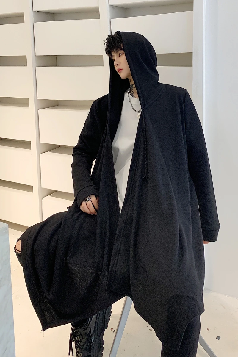 Модная Корейская мужская куртка с капюшоном кардиган длинными рукавами