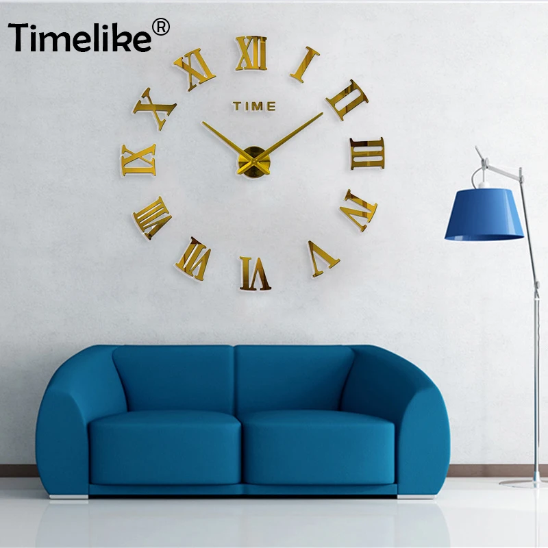 Римские зеркальные 3D настенные часы настоящая большая акция домашний декор