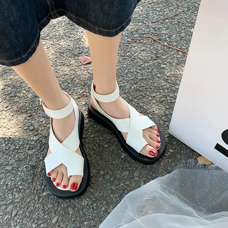 

Flat Sandal Shoe All-Match 2021 Women's Clogs With Heel Suit Female Beige Without Comfort New Thick Fashion Summer Black Low