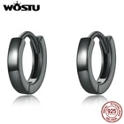 WOSTU 925 стерлингового серебра серьги в виде колец, простота черного и золотого цвета пряжки для ушей в Корейском стиле Стиль для мужчин и женщин ювелирные изделия CQE1230