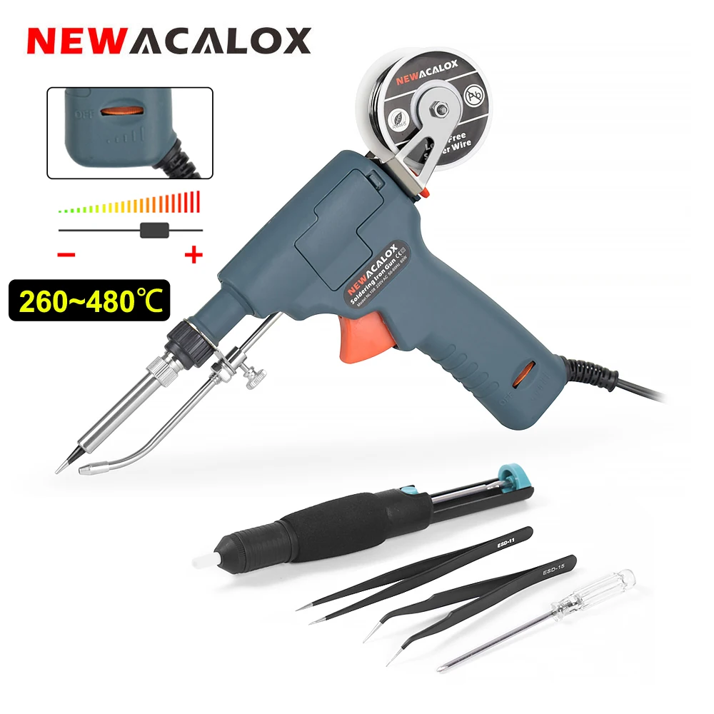 

NEWACALOX 60W Soldering Iron Temperature Adjustable Automatic Send Tin Gun Solder Tool for PCB Circuit Board Repair Welding Gun