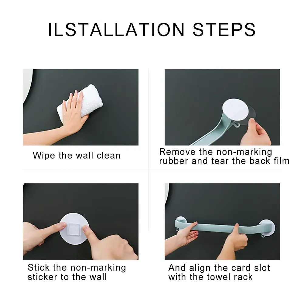 

Towel Bar Single Towel Rack Bathroom Wall Mounted Punch-Free Hook-UpTowel Holder Multi-function Rack