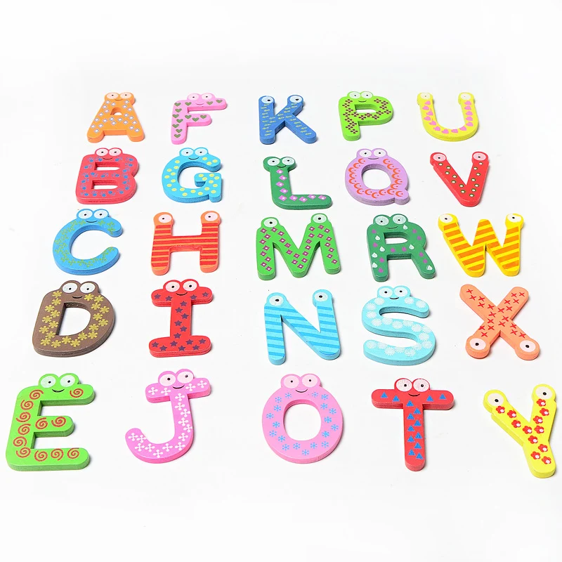 Лидер продаж детские игрушки 26 шт. буквы деревянные магниты на холодильник
