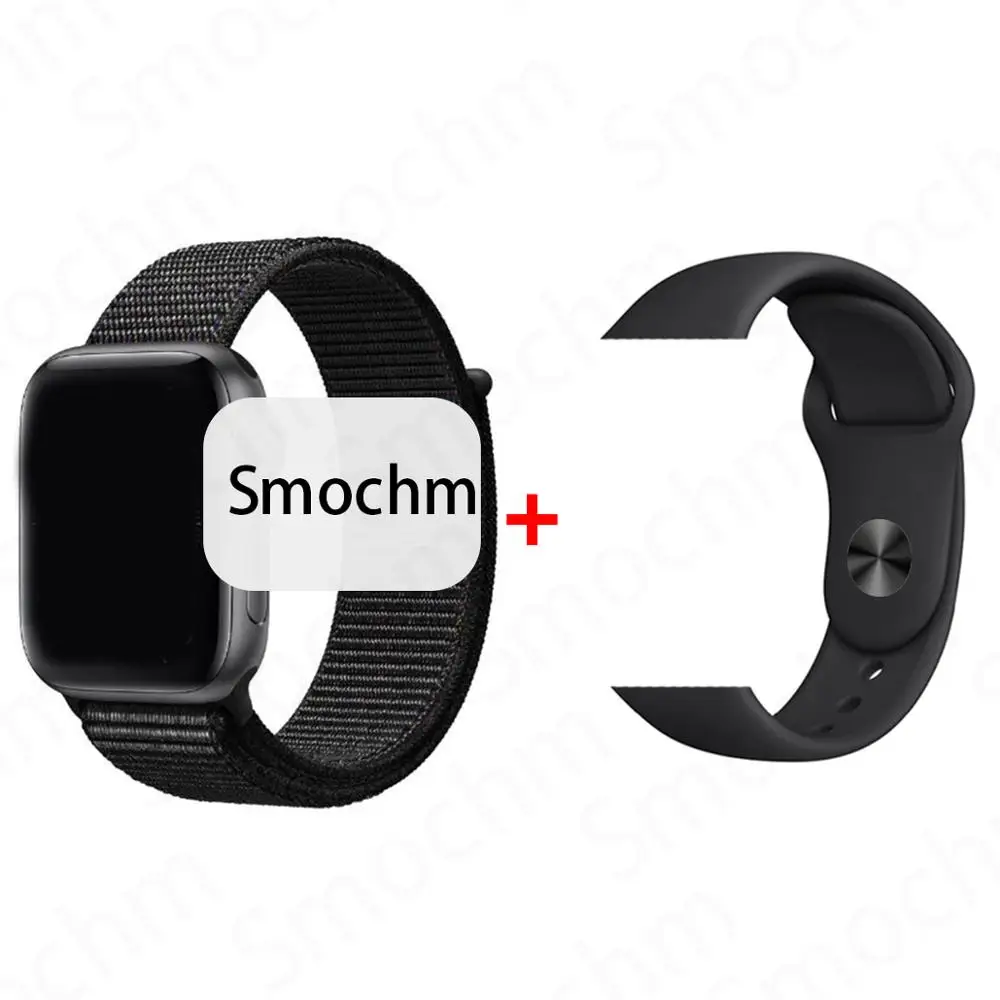 Black Nylon Black Smochm IWO 8 Plus 1:1 MTK2502C Беспроводное зарядное устройство Bluetooth Смарт часы обновление IWO 9 IWO8 Smartwatch 44 мм серия 4 для Apple Watch - Цвет: Black Nylon Black