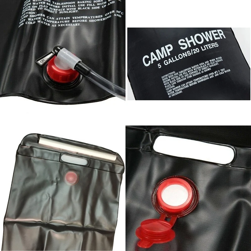 

2PCS Solar Shower Bag 20L Solar Heated Shower Bag Portable Large Capacity Bath Bag for Outdoors Hiking Camping