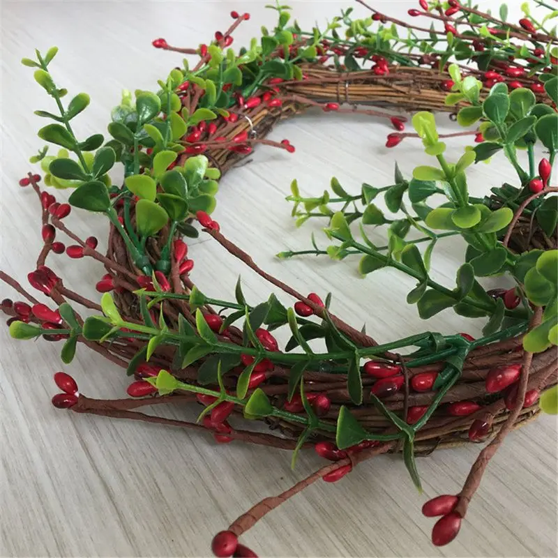 

Artificial Flowers Heart-shaped berries Wreath Outdoor for Front Door Dcor