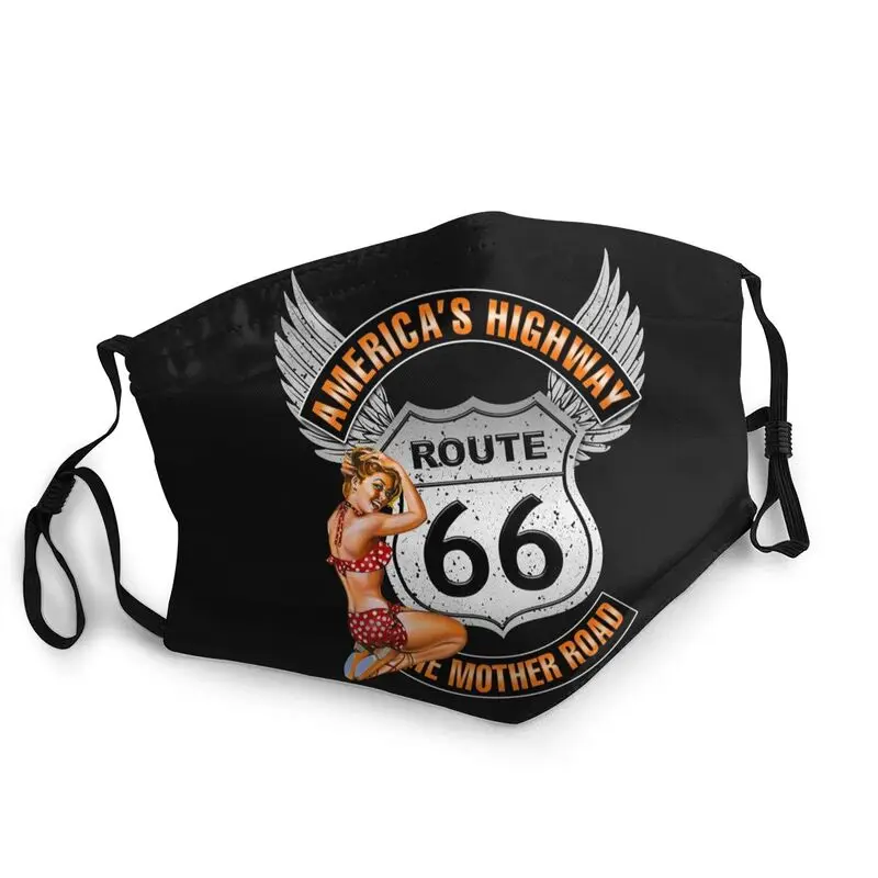 

Моющаяся пикантная маска Route 66 для мам и дорог, пикантная маска для лица, маска для взрослых, мужская, женская, Мужская Пылезащитная защитная ...