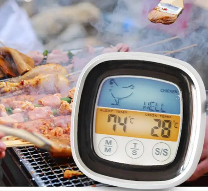 

Digital Thermometer Touchscreen Display Multifunction Kitchen Timer for Home Grill BBQ