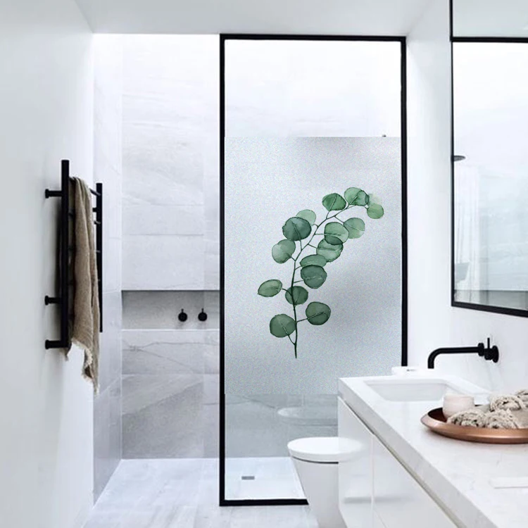 Оконная пленка с растительным узором статическая липкая виниловая