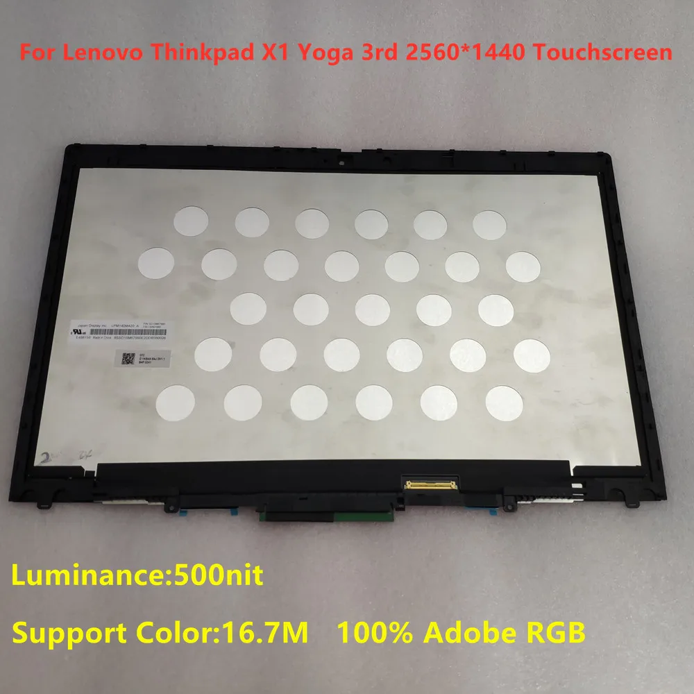 

14.0"WQHD 500nit IPS B140QAN02.0 LPM140M420 Touch Screen Assembly For ThinkPad X1 Yoga 3rd Gen 01YT250 01YT251 01AY928 01AY929