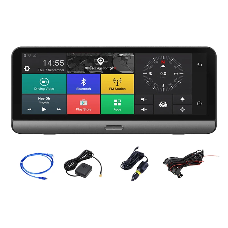 8 дюймов Автомобильный видеорегистратор Android 4G WiFi двойной объектив GPS Navig ADAS