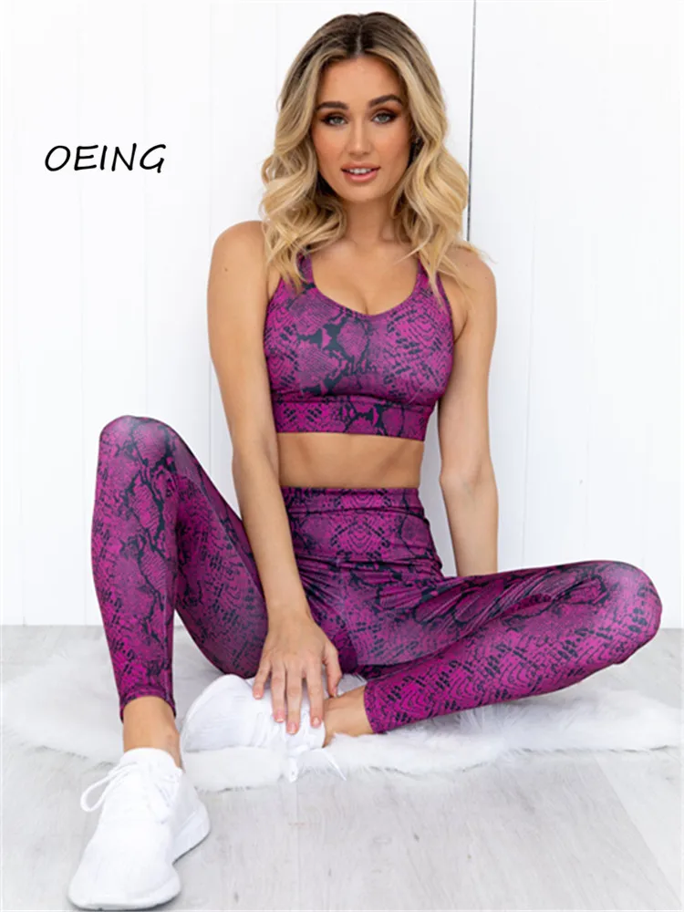 

2 Piece Set Sexy Workout Clothes for Women Seamless Sports Bra and Leggings Lounge Wear Set Wear for Women Print