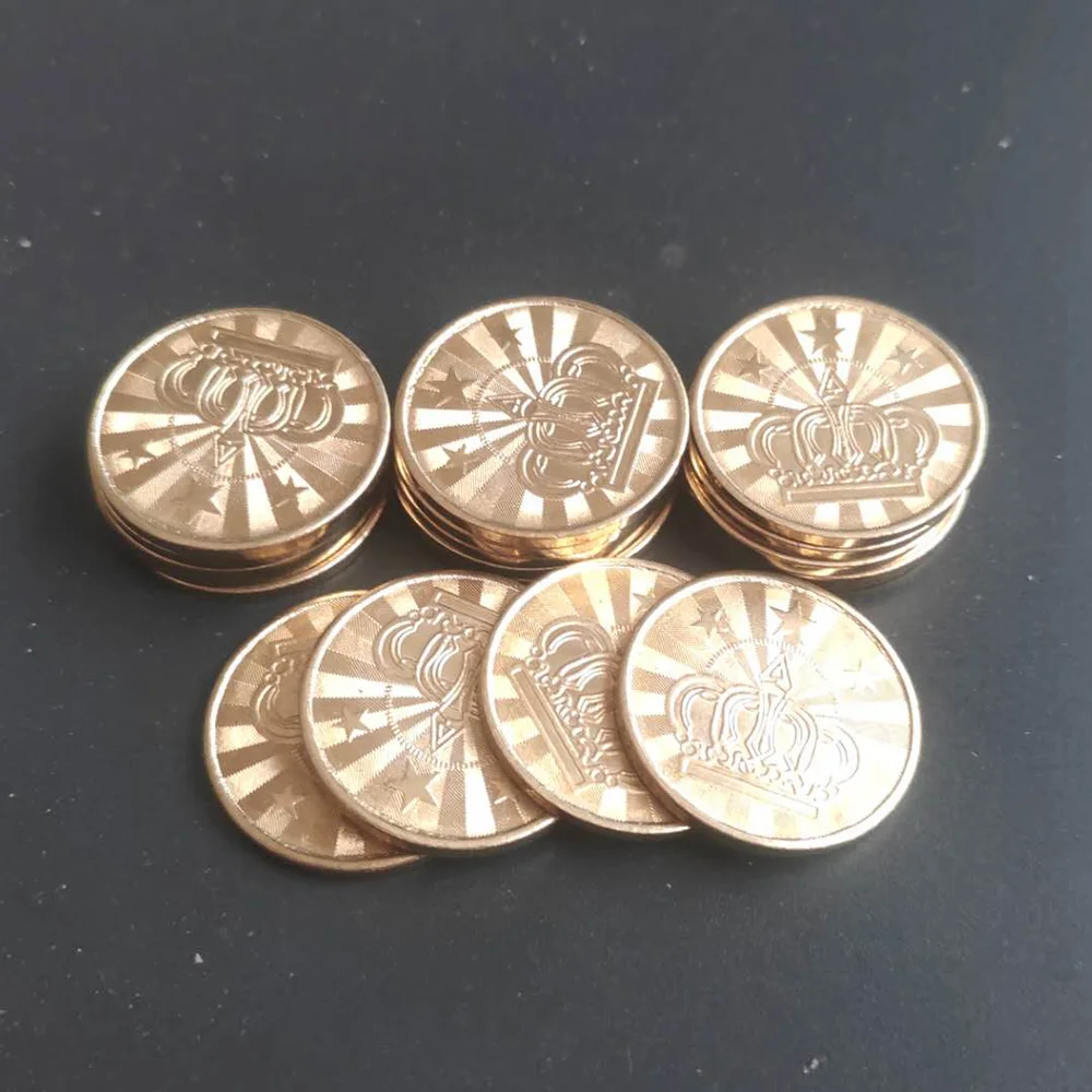 

100pcs 25*1.85mm Brass Vending Machine Token Coin Arcade Game Machine Coin Pentagram Crown Token Coins