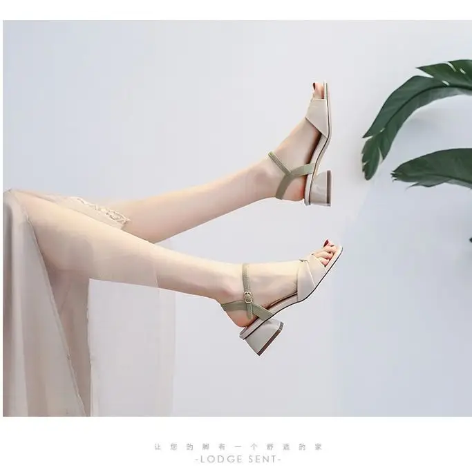 

Summer Large Size 43 Sandals for Women 2021 Thick Heeled Outdoor Women Shoes High Heels Slides Women's Sandals Open Toe Shoes