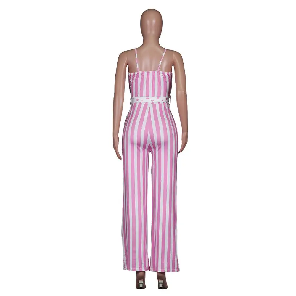 Летний модный женский комбинезон в полоску с принтом горошек на бретельках