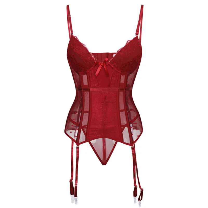 

Perspective Underwear Removable Straps Lingerie Women's Amour Accent Lightly Padded Underwired Basque Corset Bustier Suspenders