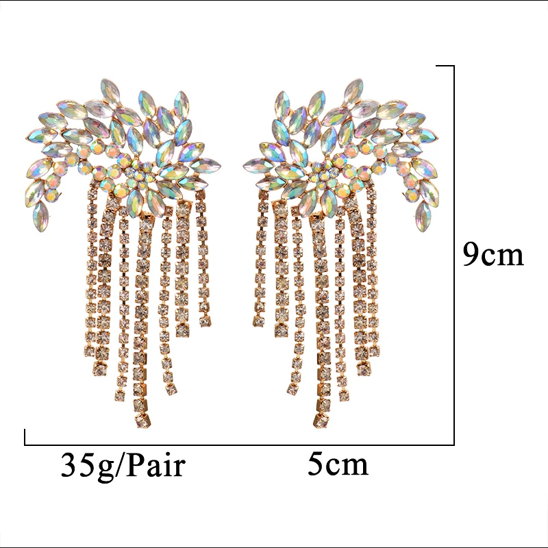 ZA подвесная цепочка из кристаллов длинные висячие серьги с кисточками