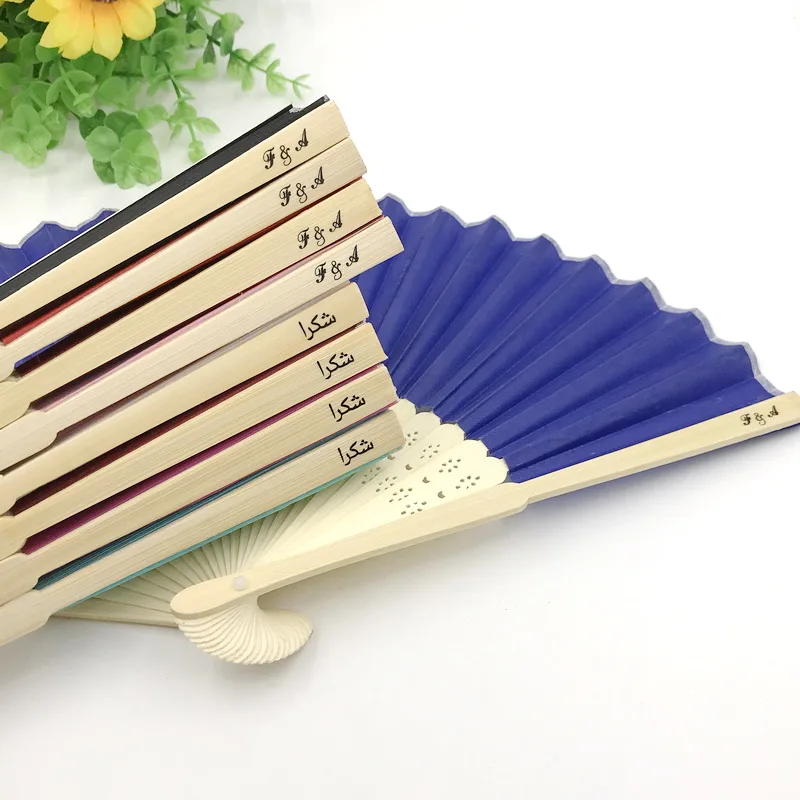 100PCS Customized Wedding Fold Fan Silk Printing Bride&ampGroom's Name and Date Personalized Hand Bamboo Promotional Gift | Дом и сад