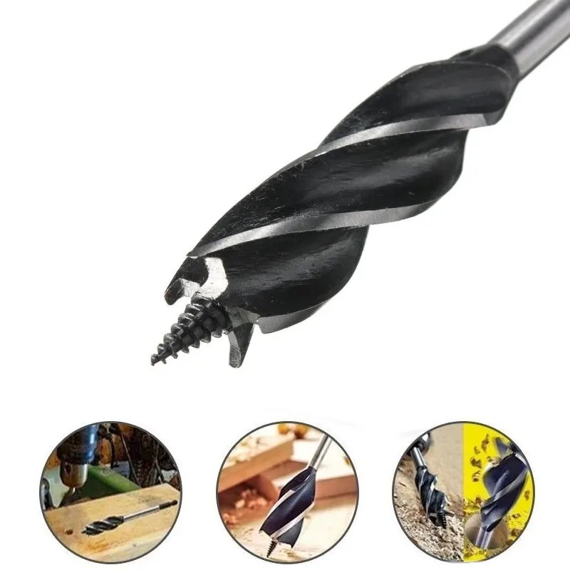 Четырехслотовое удлиненное деревообрабатывающее спиральное сверло с четырьмя