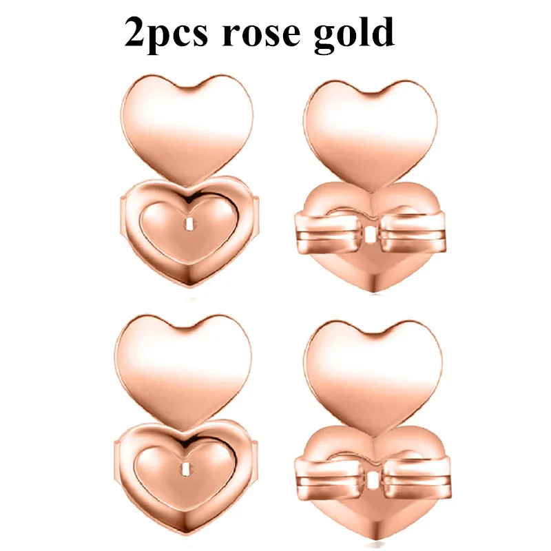 2pcs rose gold Seanuo Золотые/серебряные серьги-гвоздики с гайкой, гипоаллергенные, подходят для сережек, поддержка для женщин - Окраска металла: 2pcs rose gold