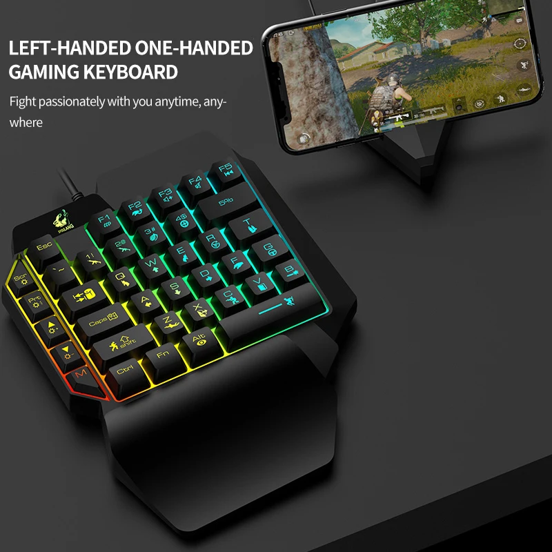 

EWEADN Single Keyboard Set Wired Gaming Keyboard Keypad USB Concave Key Cap 35 Keys Hand-held Design for Computer PC Laptop Game