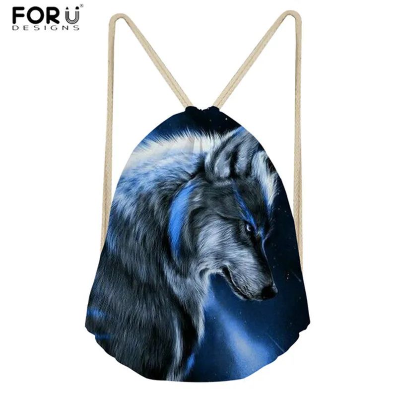 

FORUDESIGNS, рюкзаки с 3D рисунком животного, рюкзаки на шнурке из полиэстера, сумка на шнурке для женской обуви, рюкзак, повседневные сумки