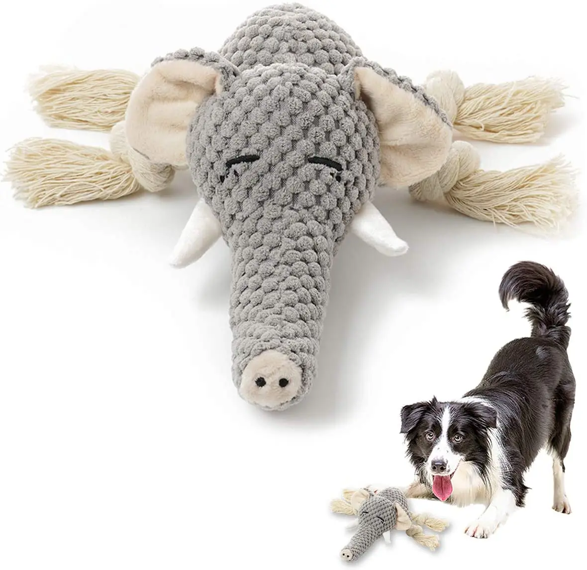 

Plush Dog Toy, Squeaky Puppy Dog Toys with Crinkle Paper, Durable Chew Toys for Small and Medium Dogs with Elephant Shape