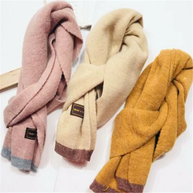 Зимний теплый шарф для мальчиков qiu dong han однотонный вязаный женский зимний