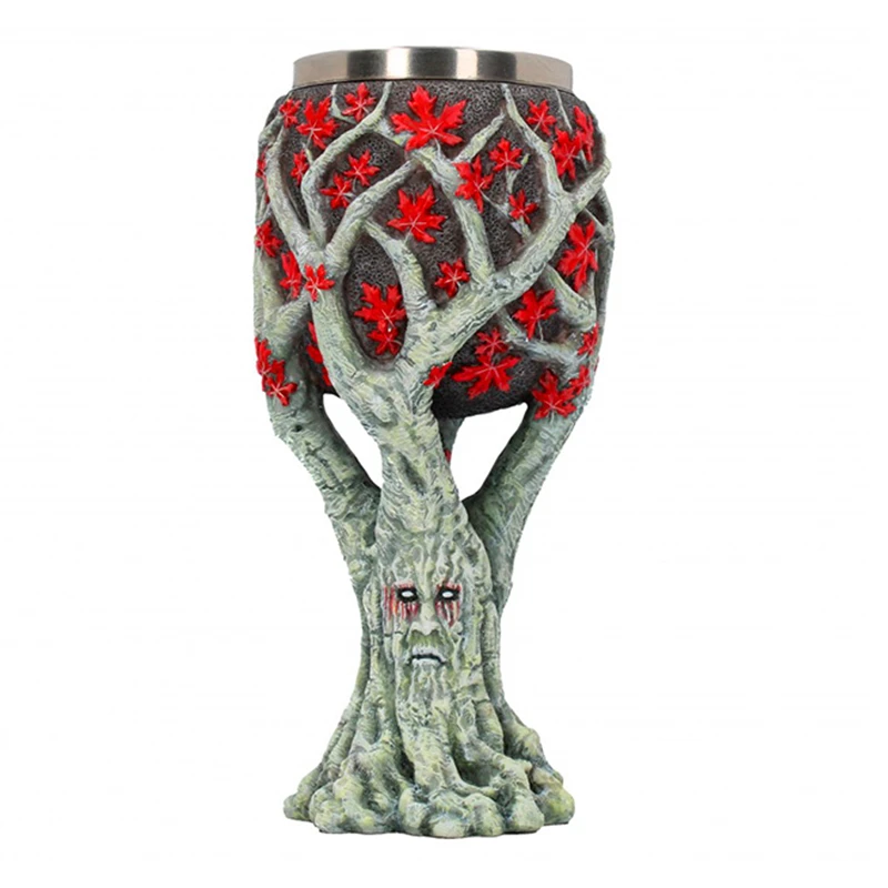 

Tree of Life Wine Goblet Resin Stainless Steel Tea Coffee Mugs Creative Drinkware Friends Gift