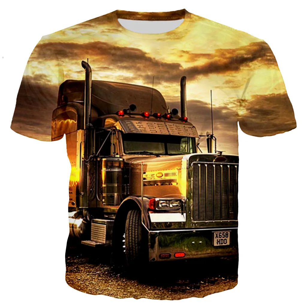 

Fashion 3D Printing XL Men's Women's T-shirt Truck Train Shirt Casual Hip Hop Street Short Sleeve Fashion Fitness Sports Summer