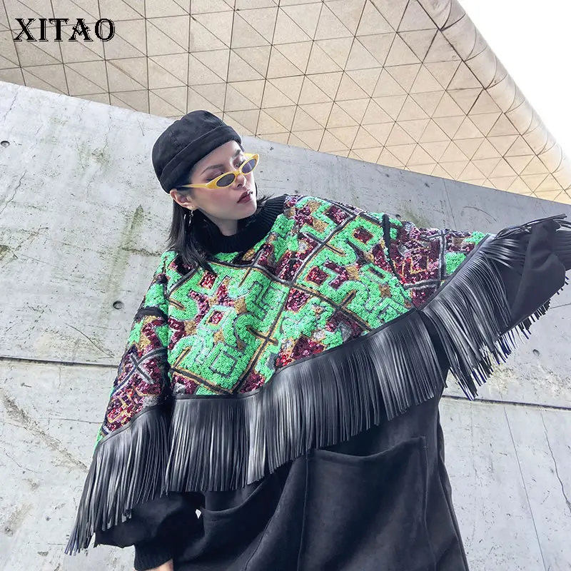 XITAO SuedeSuede женское платье с блестками плюс размер новая осенняя зимняя одежда