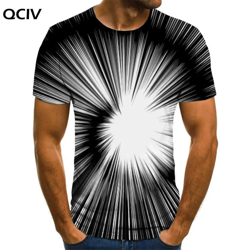 

QCIV Brand Dizziness T shirt Men Black And White Tshirts Casual Abstract Anime Clothes Graphics Tshirt Printed Short Sleeve