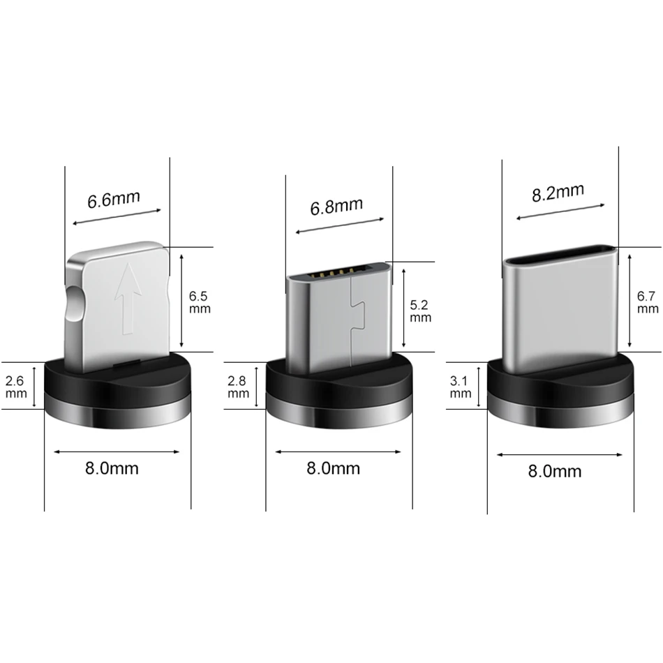 Круглый Магнитная застёжка Micro USB C/Тип C/8-контактный для адаптер для Iphone USB магнит Зарядное устройство для быстрой зарядки(только в том случае, Магнитная застёжка