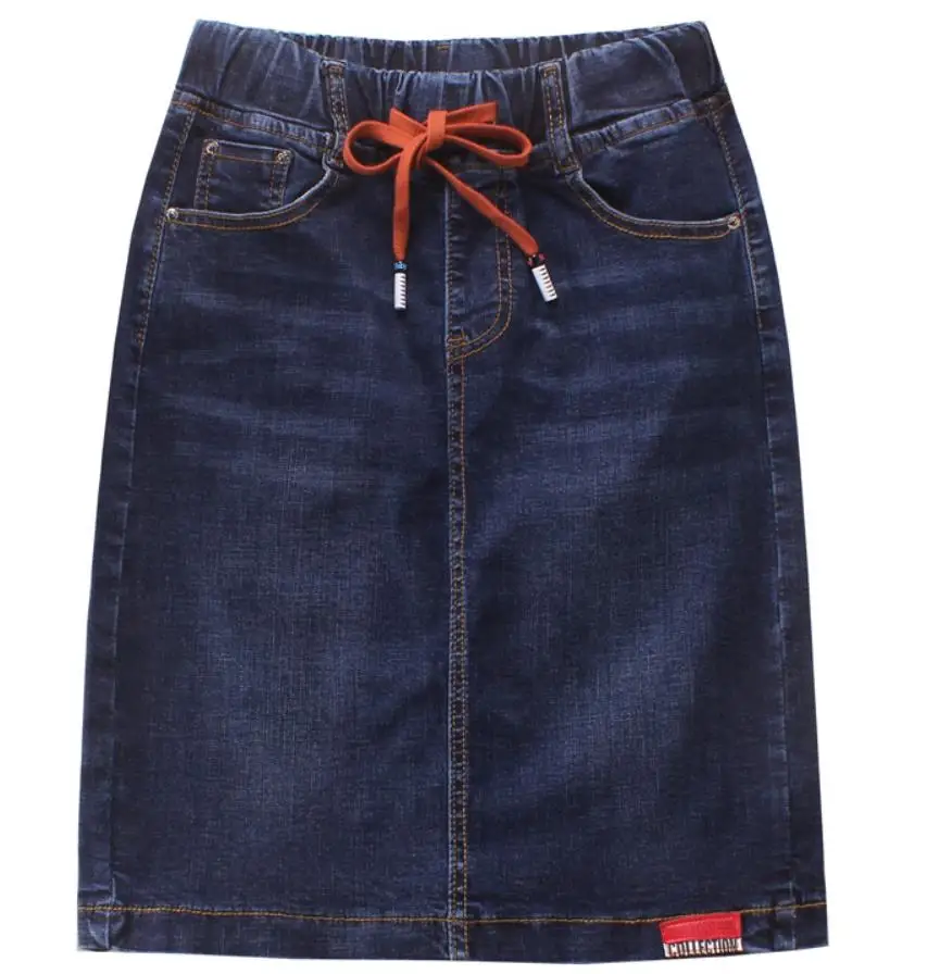 Размера плюс 3XL!2021 Осенняя эластичная джинсовая юбка с высокой талией Женская