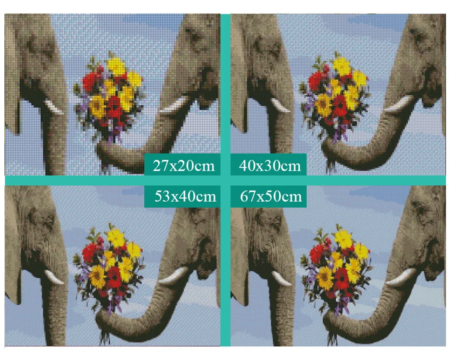 Алмазная 5D картина Слон и цветок круглые стразы 3D вышивка любовь 100%|Алмазная