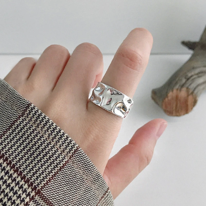 

Fashion Irregular Gold Silver Color Ring Concave Convex Width Open Adjustyable Finger Ring for Women Men Lovers Jewelry