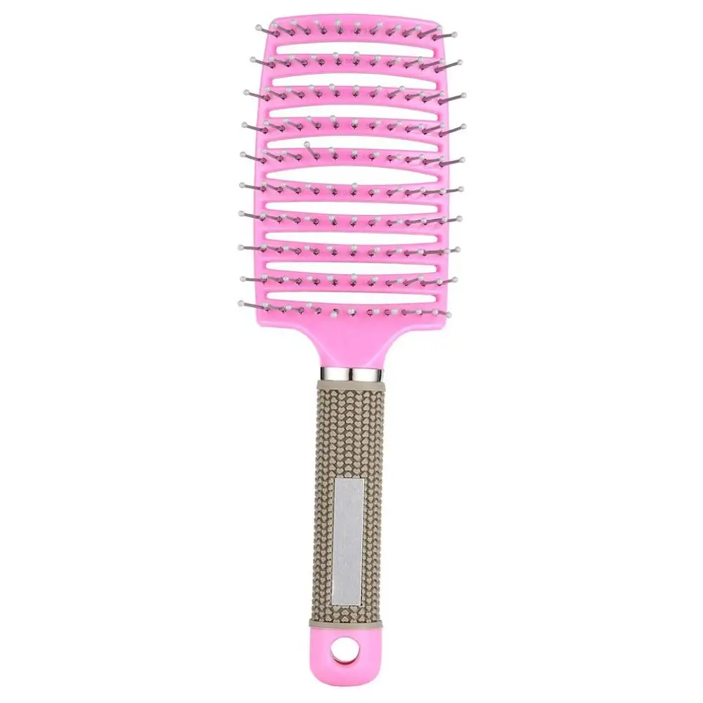 Pink Женская Массажная расческа для головы с широкими зубами, расческа для волос, влажные кудрявые расчески для волос, парикмахерские инструменты для укладки - Цвет: Pink