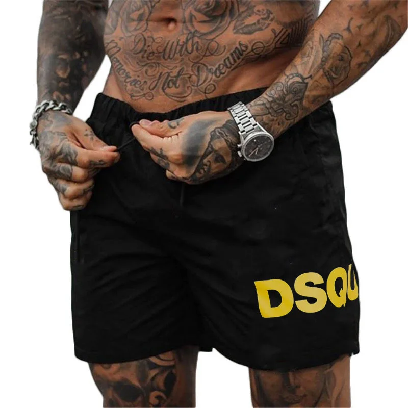 

2021 New Summer Men's Fashion Trend Letter Printing Polyester Quick-Drying Casual Beach 3-Point Pants Seaside Swimming Shorts