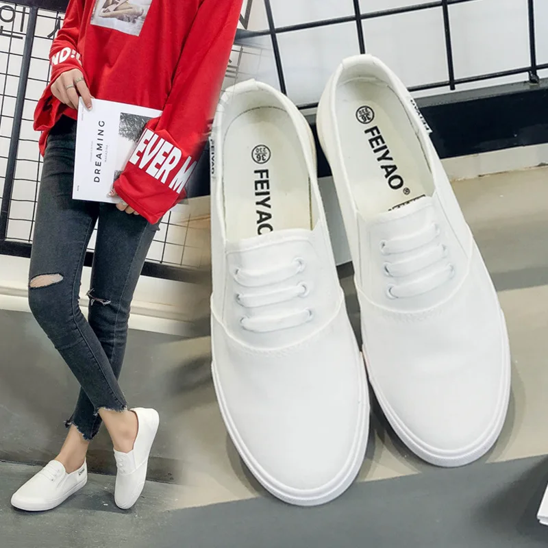 Туфли женские холщовые повседневные низкие дышащие удобные плоская подошва