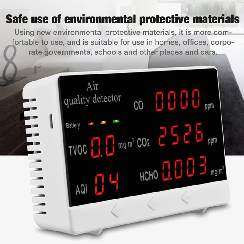 

Air Quality Monitor Detector for Formaldehyde TVOC/CO/AQI/CO2 M17E